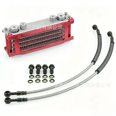 Off-Road Motorcycle Monkey Bike Oil Cooler Monkey Bike Underframe Bike Engine 50-140Cc Aluminum Radiator (Soyutma sisteminin digər hissələri) - oil-cooler-red-oil-pipe