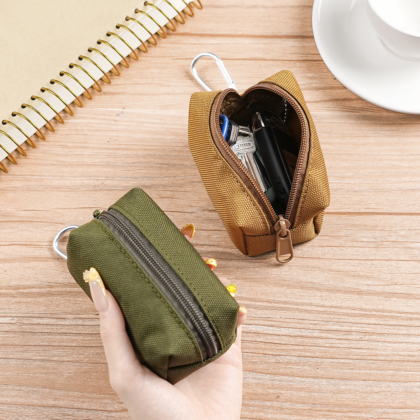 Canvas Key Bag, Men's Waist Lock Key Bag, Car Sensor Storage Bag, Outdoor Tactical Key Bag, Coin Bag