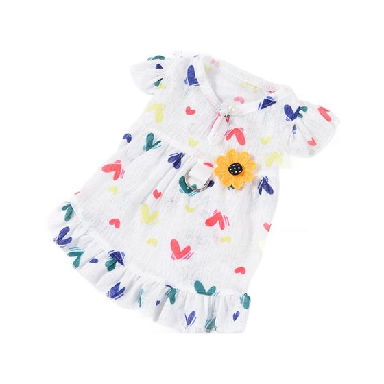 Pet Clothes Summer Traction Mushroom Love Summer Breathable dress Cute Cool Dog Clothes Summer