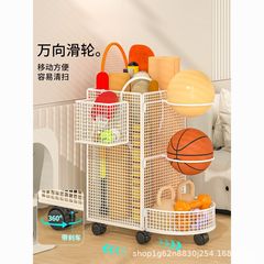 简约瑜伽垫收纳筐带轮可移动家用运动工具整理健身器材置物架