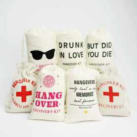 红十字宿醉工具包 棉麻布急救包装袋paty礼品袋hangover Kit Bags