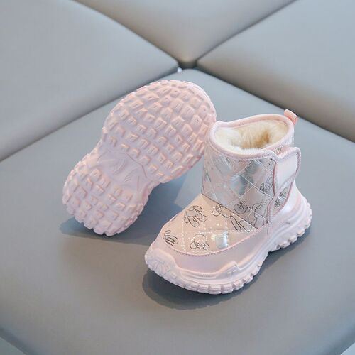 Winter unisex children's warm down-filled cotton shoes, thick waterproof snow boots for girls and boys, suitable for large, medium, and small children