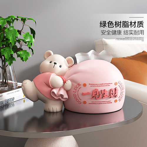 Cream style tissue box festive bear ornaments home decoration living room coffee table meal tissue box home housewarming gift