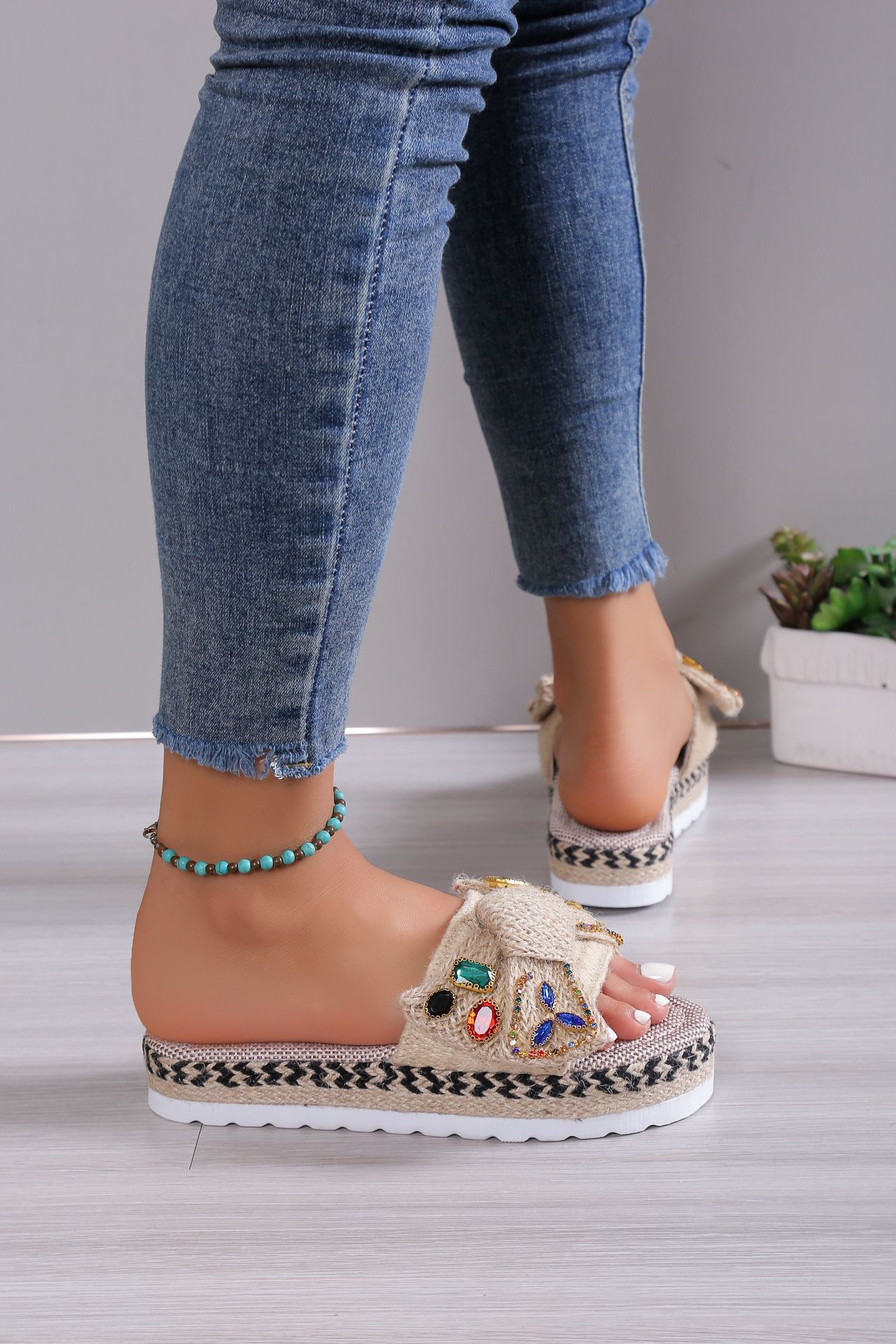 Large Size Women's Foreign Trade, European And American Style Summer Wedge Heel Bow Slippers For Women, Beach Sandals_voghion.com