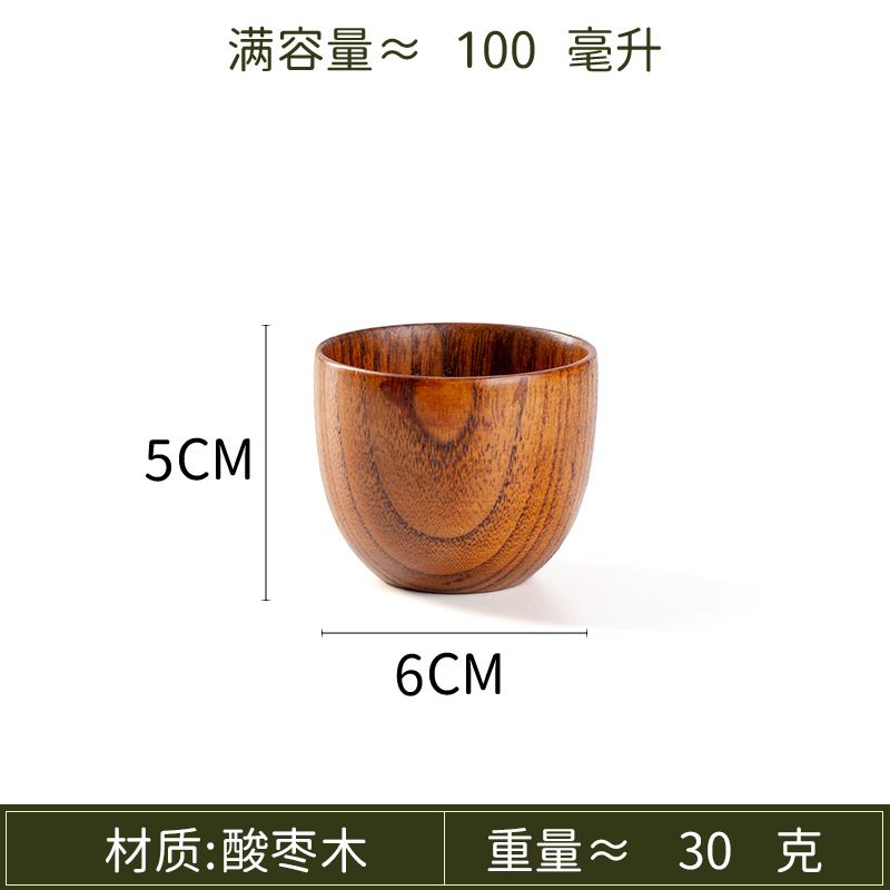 Fuente de productos domésticos de madera de jujube ácido todo tipo de tazas de madera de sake tazas de agua de madera sólida tazas de té de barriga tazas de té de restaurante