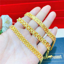 正宗越南沙金手链女时尚镀金宽版手表手链女士马鞭手链久不新款