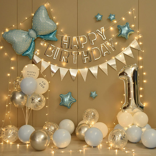 Baby's first birthday balloon set children's birthday party decoration scene layout background wall props
