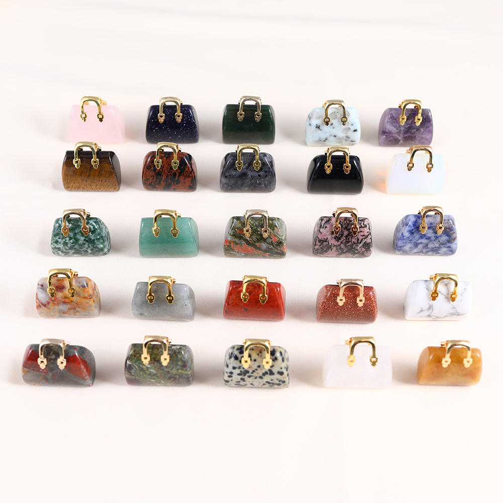 Bag Pattern 1 Piece 25 * 28mm Natural Stone Crystal Agate Bag Pendant