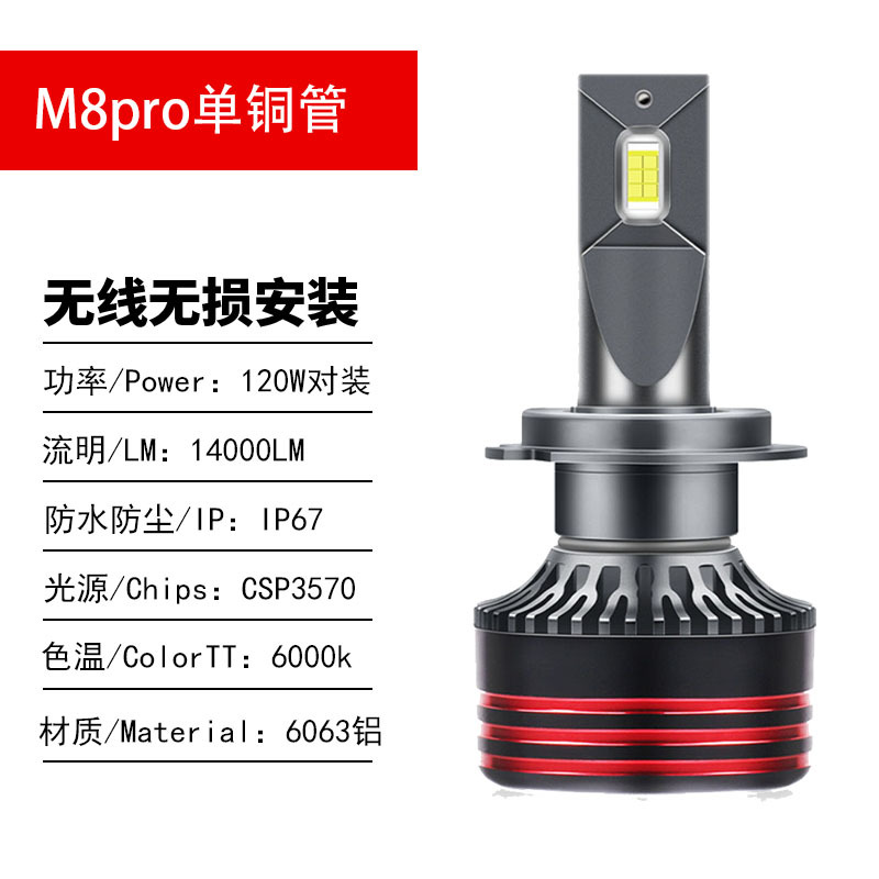 Explosions M8pro Car LED Headlight H7 H11 H4 9005 9012 Super Spotlight