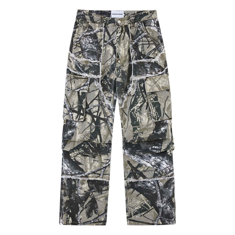 2023 high street american hip hop marca de moda jeans deshilachados hombres multi-bolsillo ropa de trabajo recta pierna ancha pantalones sueltos mujeres