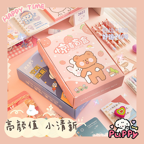 Cartoon New School Supplies Lucky Blind Box Stationery Set Children's Gift Surprise Gift Box Stationery Wholesale