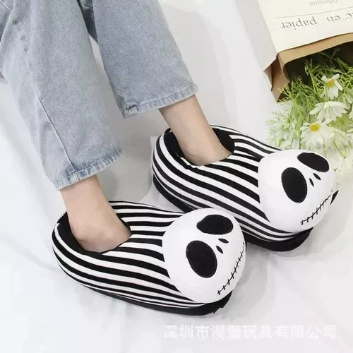 Индивидуальные тапочки на Хэллоуин для дома, осенние и зимние тапочки, плюшевые домашние тапочки из трансграничного меха, хлопковые тапочки, домашние тапочки на каблуке-сумке.