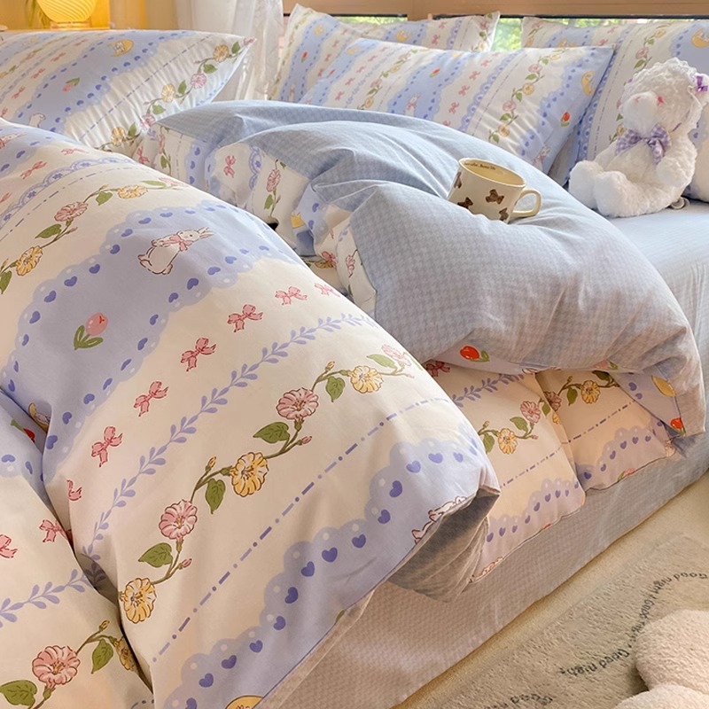 100 algodón cuatro piezas cubierta de cama 2025 nuevo dormitorio de estudiantes sábanas de tres piezas cubierta de cama