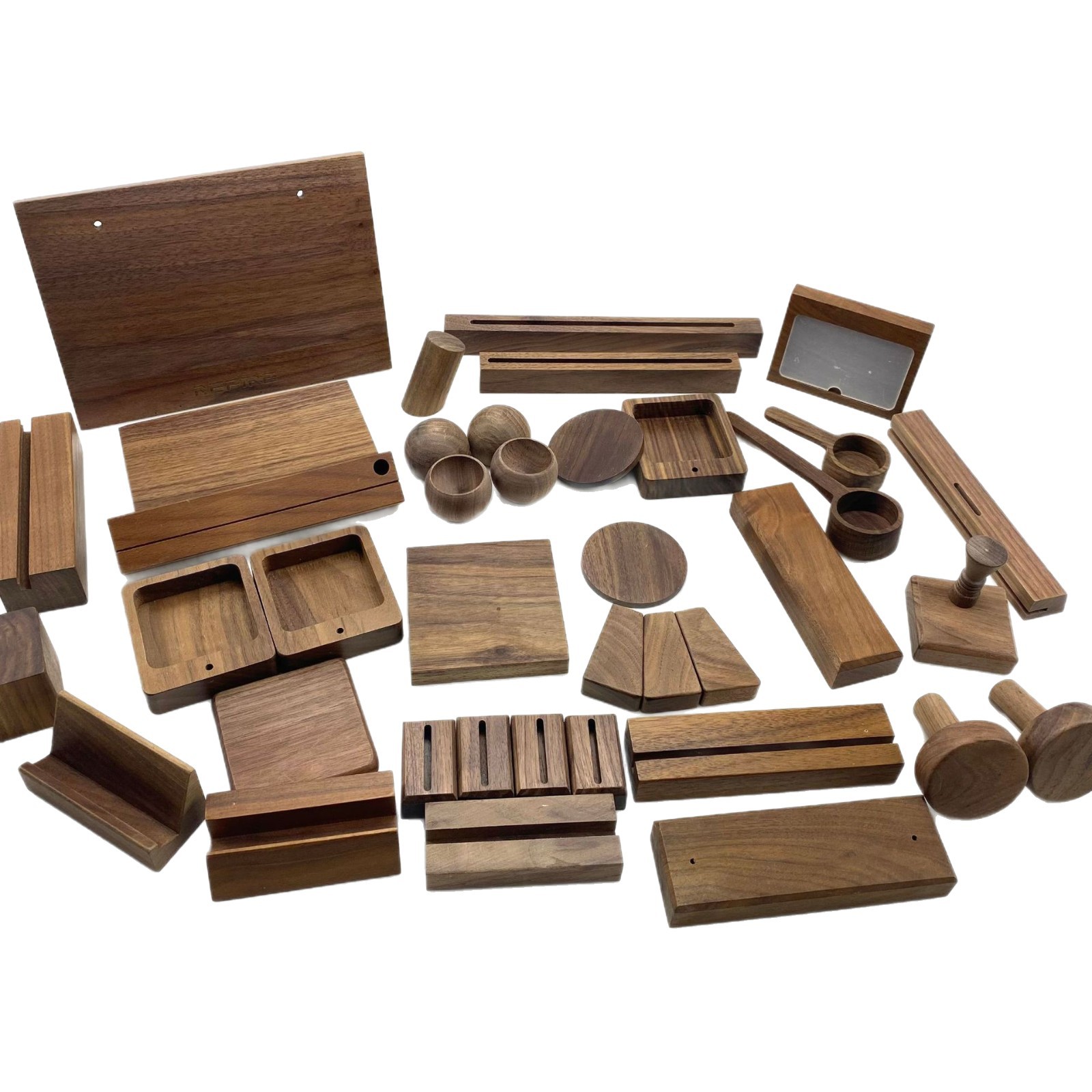 Calendario de escritorio de nogal negro de América del Norte Base de madera maciza Marco de fotos de madera Decoración Postal Tarjeta de comedor Base de madera maciza de nogal