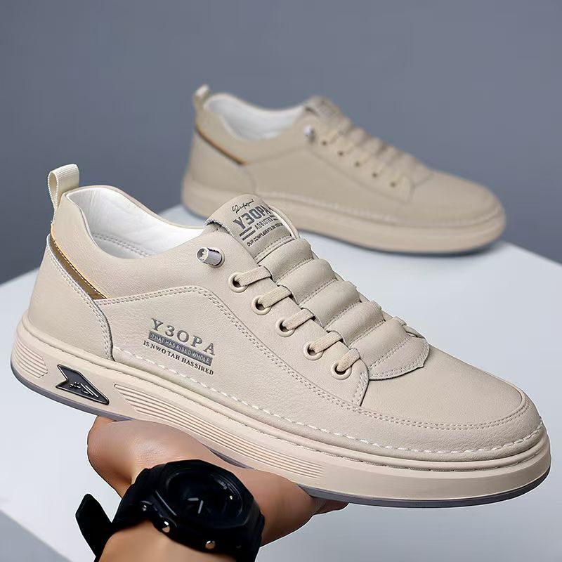men's beige trend breathable sneakers for leisure