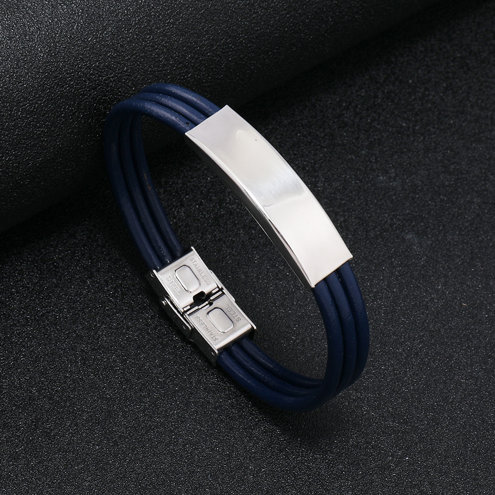 Cross-border direct men's leather bracelet cowhide rope stainless steel accessories buckle simple commuter bracelet bracelet