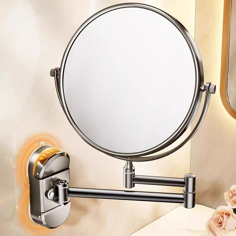 Bathroom Suction Cup Folding Makeup Mirror Removable Bathroom Household Punch-Free Mirror Multi-Functional Wall-Mounted Makeup Mirror