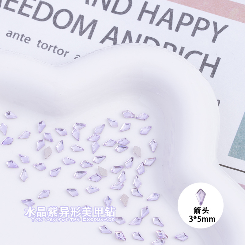 화살표 3*5mm 크리스탈 보라색 평면 바닥 특수 모양