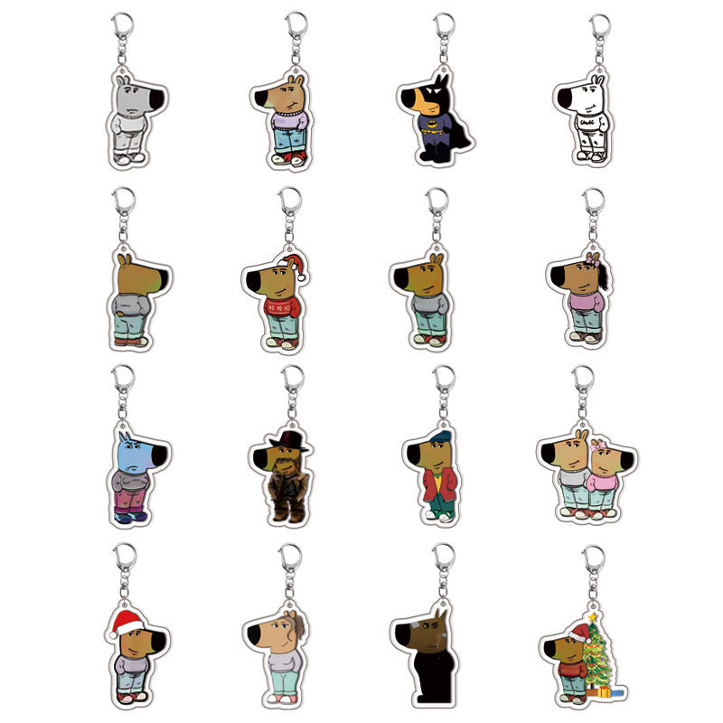 [Interlayer] Christmas Gift Acrylic Double-Sided Keychain Cold Guy Cute Dog Head Backpack Pendant