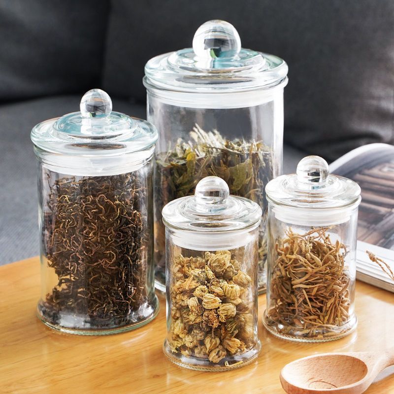 透明玻璃密封罐加厚带盖茶叶药材食品储物罐五谷杂粮收纳罐玻璃瓶