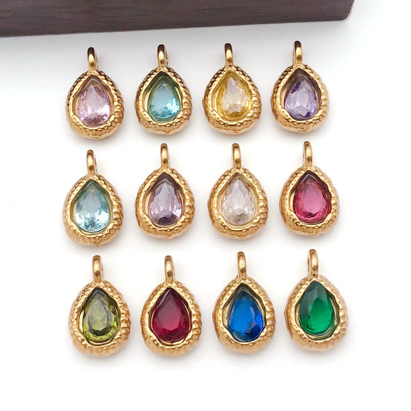 1 Stainless Steel with Diamond Colorful Twelve Star Water Drop Pendant Pendant DIY Bracelet Necklace Jewelry Accessories 1 Stainless Steel with Diamond Colorful Twelve Star Water Drop Pendant Pendant DIY Bracelet Necklace Jewelry Accessories