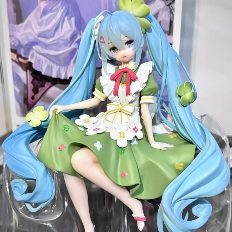 Chu Mei Figure Four-Leaf Clover Flower Fairy Hatsune Beautiful Girl Model Ornaments Chassis Decoration Trendy Anime Chu Mei Figure Four-Leaf Clover Flower Fairy Hatsune Beautiful Girl Model Ornaments Chassis Decoration Trendy Anime