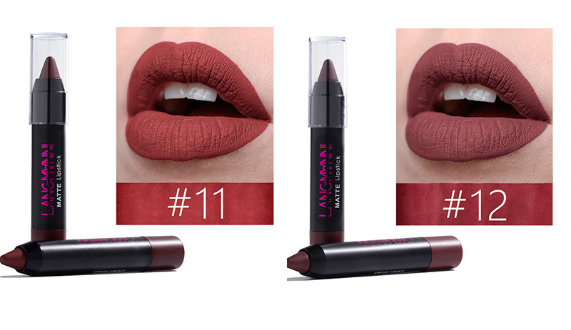 Langmanni 12-tube Velvet matte Lipstick Set, non-stick cup matte black tube lipstick Amazon undefined
