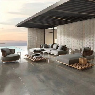 Outdoor Furniture Woven Rattan Sofa Recliner Garden Patio Rattan Chair Hotel Living Room Sofas Cafe Sectional Sofa Chair