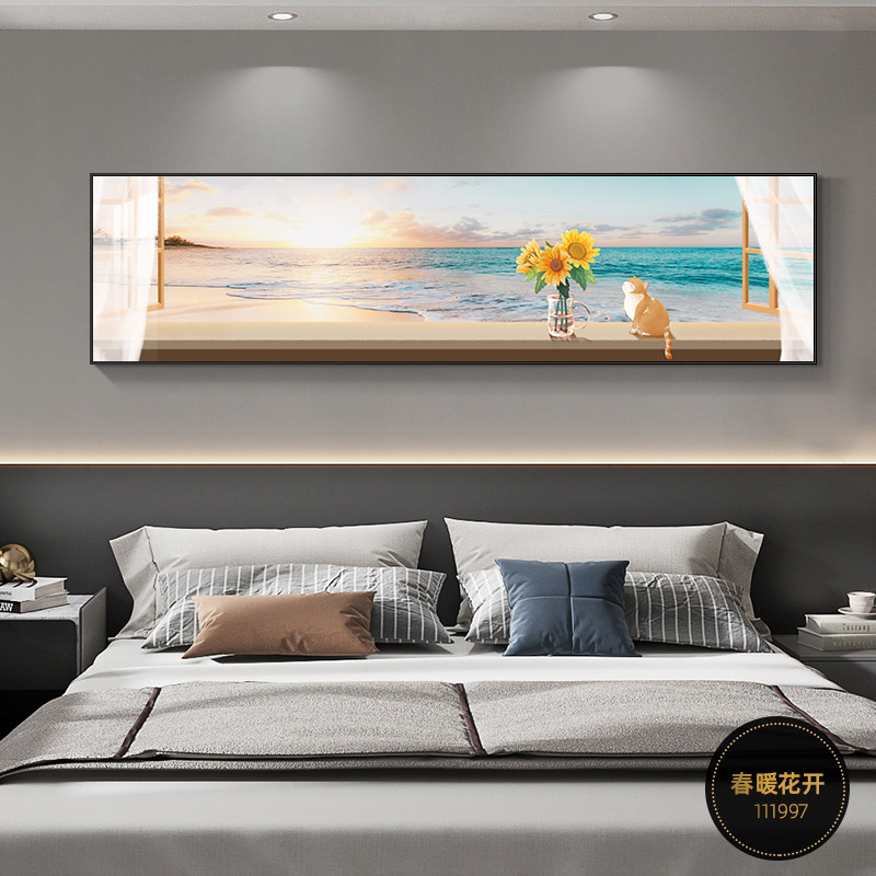 Decoración del dormitorio cuelga la cabeza de la cama pintura cálida Fu Lu sala de estar dormitorio principal pintura de pared de fondo mural de habitación moderna simple image 8