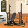 Upgraded black one-piece squat rack + adjustable dumbbell bench