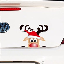 外贸圣诞新款车窗贴纸装饰侧窗保险杠圣诞老人麋鹿汽车玻璃装饰贴