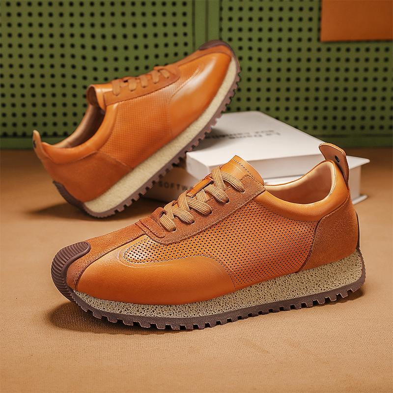 Zapatos de hombre de estilo caliente de celebridades de Internet 2025 primavera zapatos de hombre delgados zapatos deportivos de cuero casuales Forrest Gump zapatos para correr transpirables para hombre