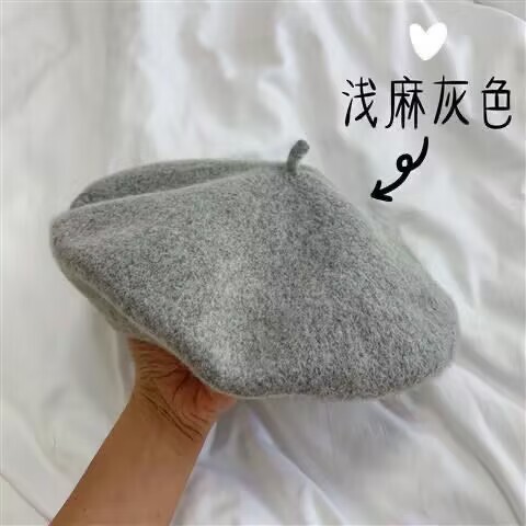 秋冬ホット販売レトロベレー帽女性日本森スタイル文学ウール画家帽子ウール無地|undefined