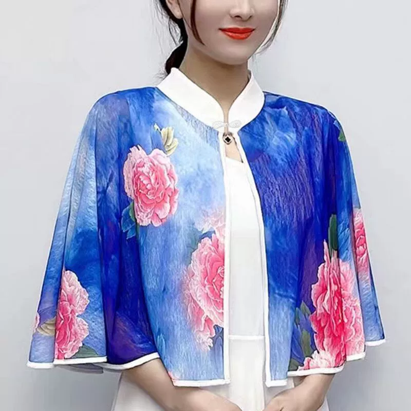 Летняя тонкая накидка-кардиган с защитой от ультрафиолета, шифоновый воротник-стойка, солнцезащитная шаль для внешней торговли, трансграничной торговли.