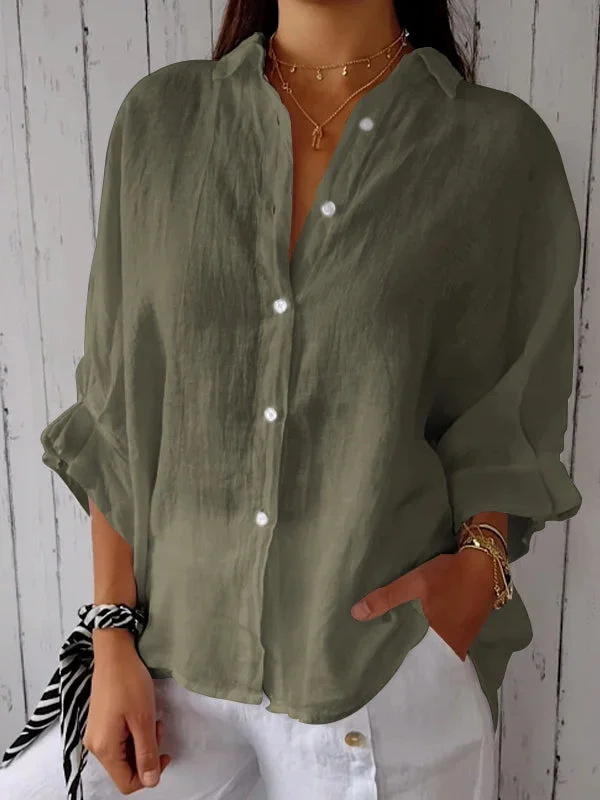 Women's Blouse Long Sleeve Blouses Button Casual Solid Color display picture 7