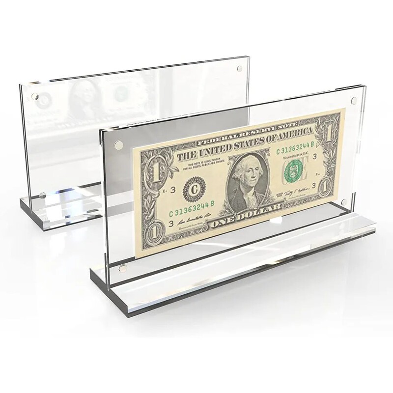 Acrylic crystal clear T-shaped block standing frame currency display rack banknote and stamp collection collection display rack