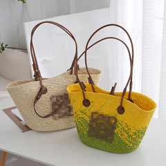 Luo Family Large Capacity Tote Woven Bag Fashionable Vine Woven Handbag Handmade Woven Travel Shopping Bag Manufacturer