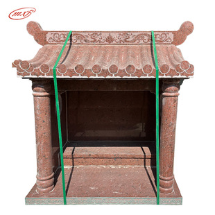 Land Gong Dragon King Temple Temple Temple City God's Temple Stone Carving Home Land Temple Temple Mini Buddhist Shrine Indian Red Small Temple