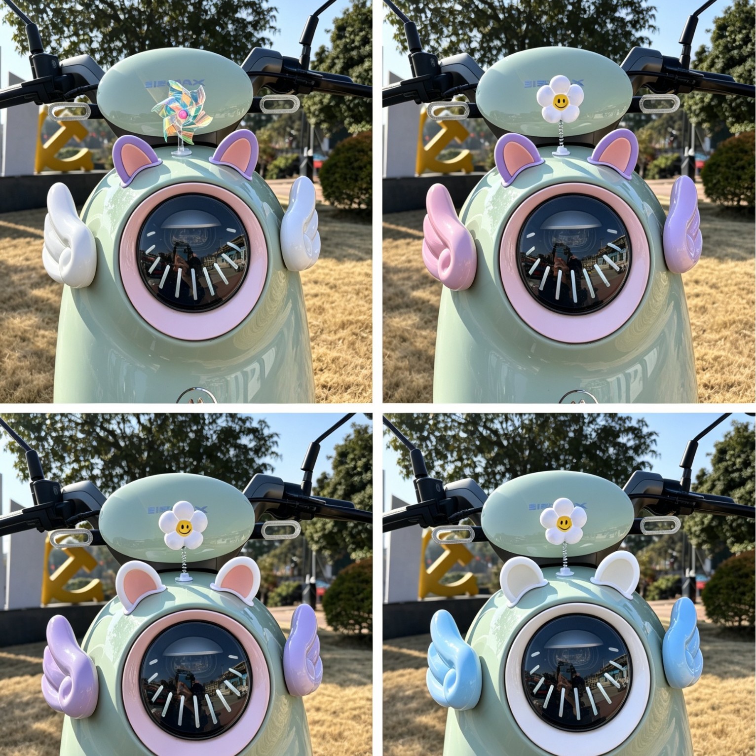 Suitable for Aima Luna Electric Vehicle Decoration, Trendy Bowknot Wings and Ears, Electric Vehicle Modification and Beautification Stickers