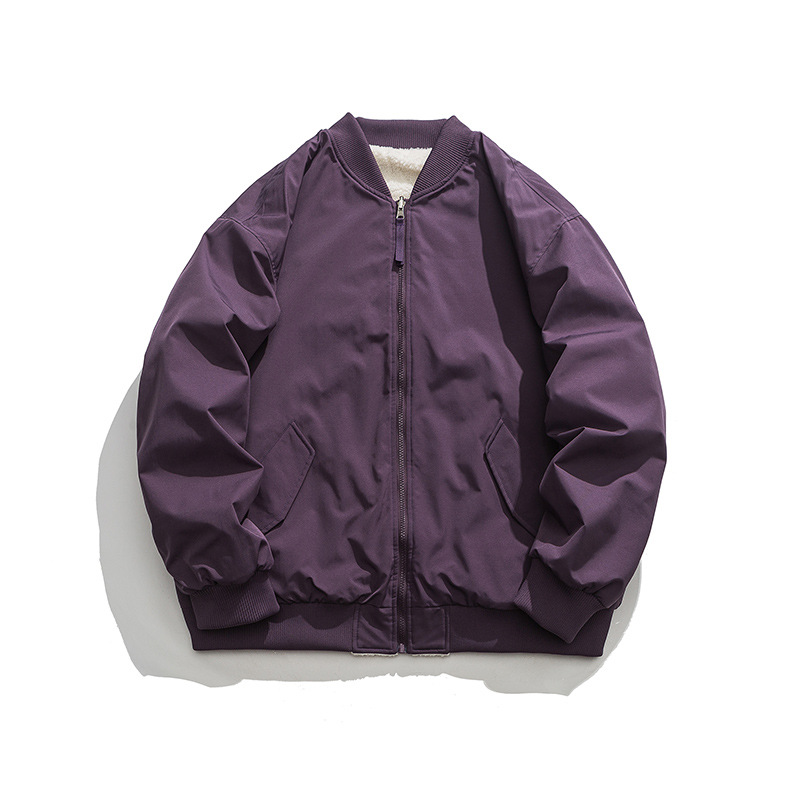 Men's Clothing Men's lambswool jacket, cotton padded jacket, autumn and winter, men's couple lambswool baseball jacket, cotton padded jacket_voghion.com