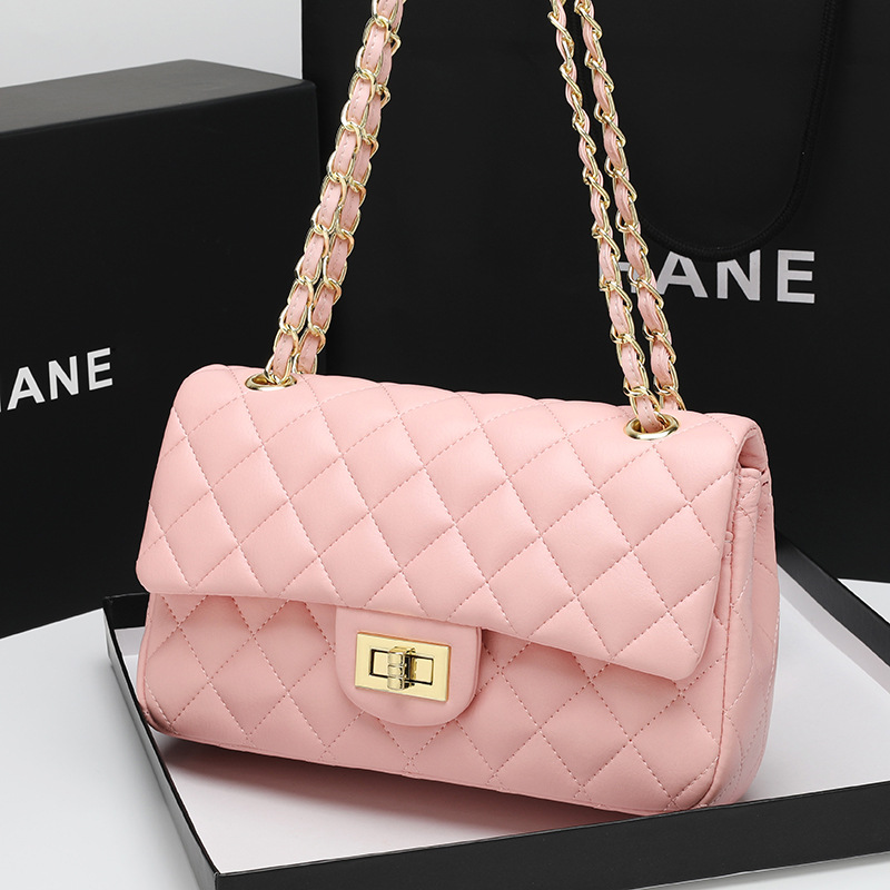 Crossbody Bag Genuine Leather Diamond Grid Chain Shoulder Bag_voghion.com