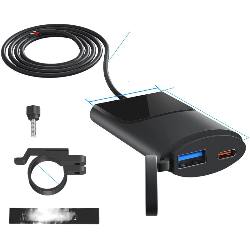 Ультратонкое автомобильное зарядное устройство для мобильного телефона, быстрая зарядка PD + USB, зарядное устройство для мобильного телефона QC3.0 для мотоцикла будет отключено после полной зарядки