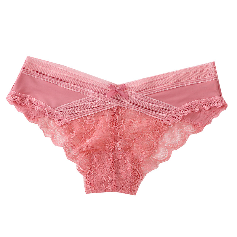 Pantaleta de Encaje de Tiro Bajo para Mujer de Nailon Sin Costuras