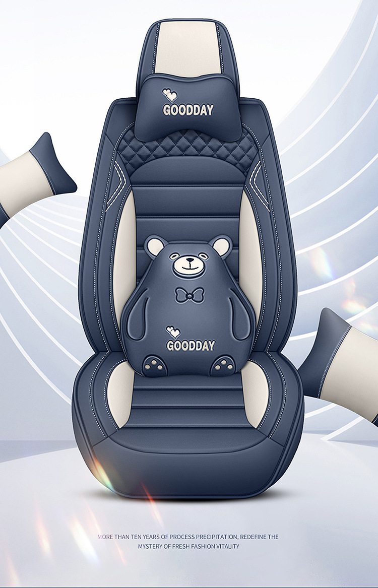 Full-Coverage Car Seat Covers for Five Seats, All-Season Universal Seat Cushions, Full Leather Breathable Trendy Fixed Lumbar Support Seat Covers