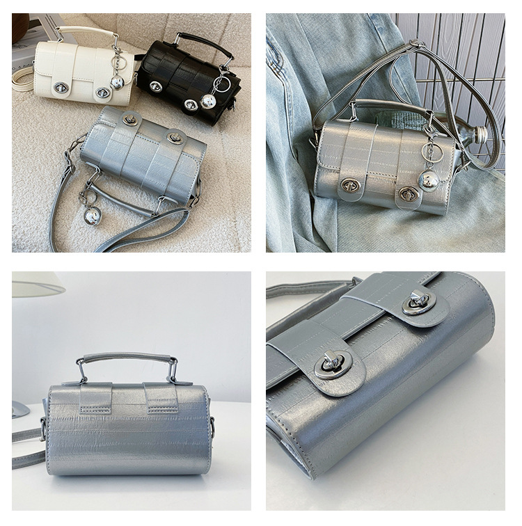 A trendy soft leather round bag for women, a new autumn/winter 2024 collection, stylish and versatile, single-shoulder crossbody bag for work undefined