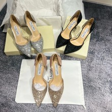 高版本jc气质高跟鞋女2025新款时尚尖头亮片单鞋通勤细跟高跟鞋女