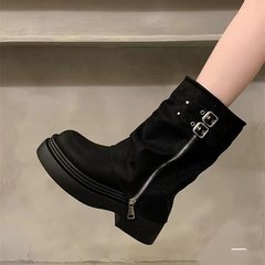 小个子复古英伦风厚底马丁靴女款2025新款秋季显瘦爆款堆堆短靴子