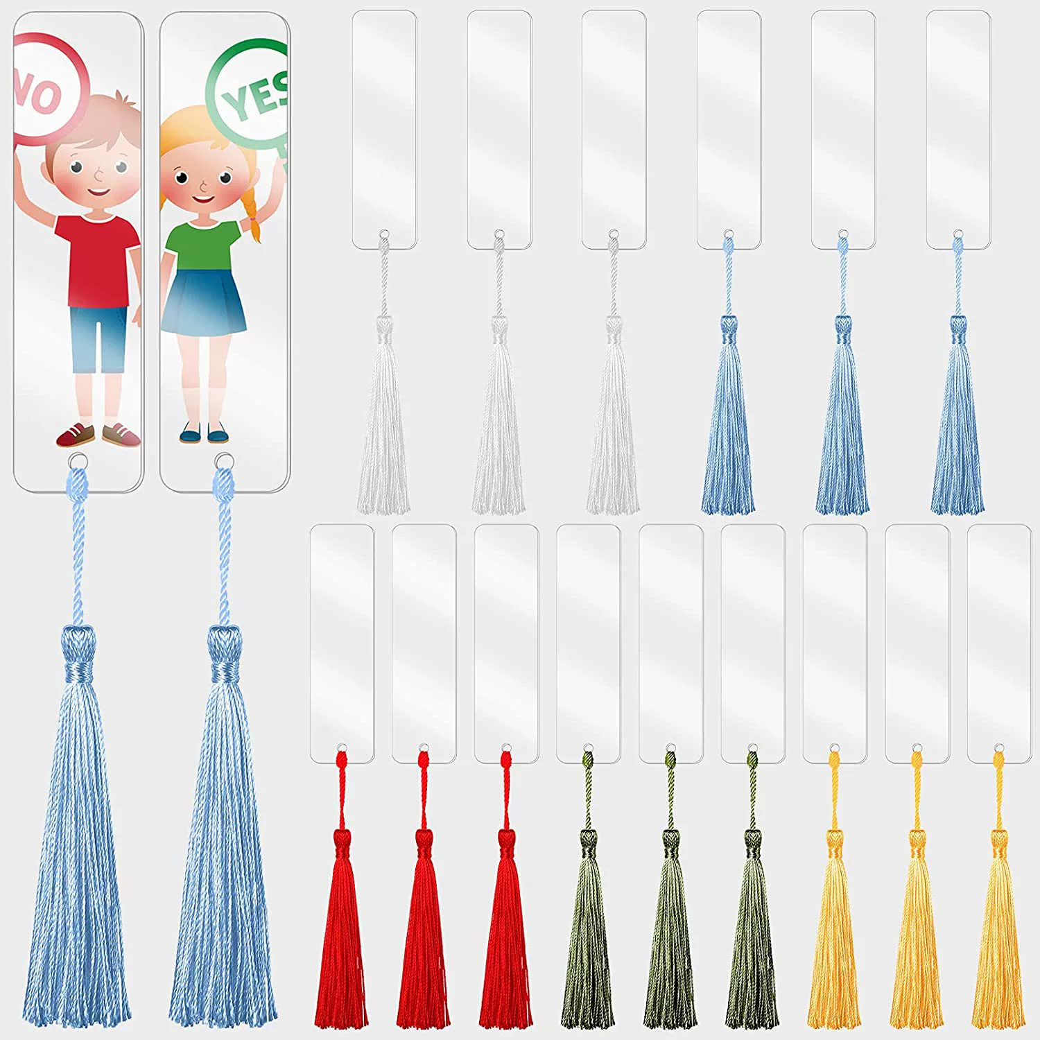 15 шт. Пустая акриловая Закладка DIY Незаконченный прямоугольник пустой цвет бирка с кисточкой украшение для вечеринки