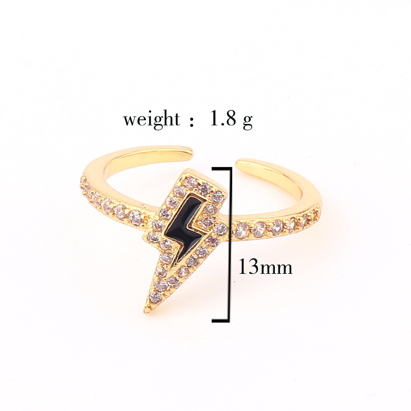 Fashion Lightning Copper Open Ring Plating Artificial Gemstones Copper Rings
