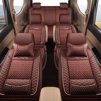 Wuling Hongguang S, Rongguang V, Universal seat cover - 7-seater-ice-silk-brown-middle-row-split-604015